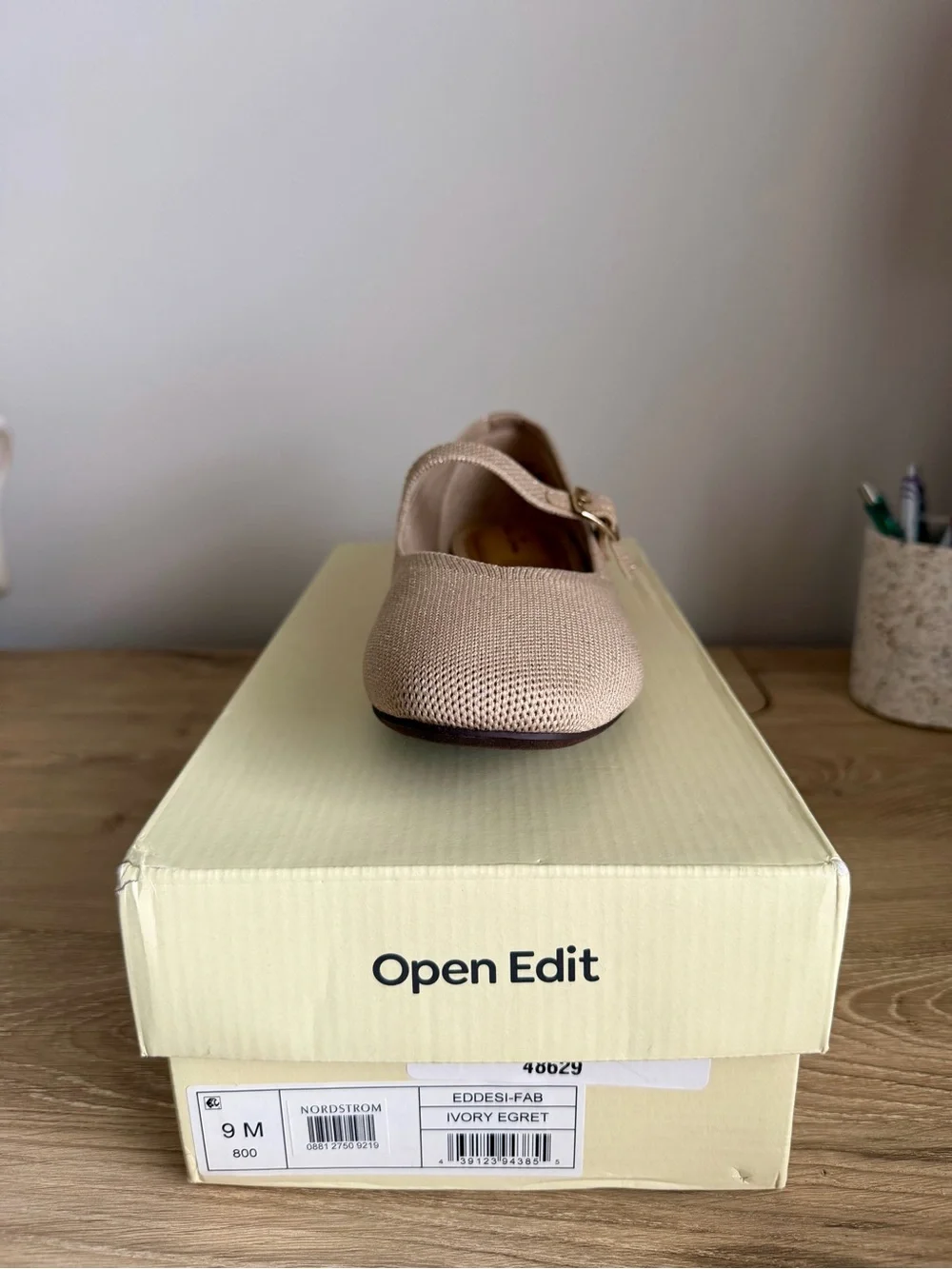 Open Edit Women's Mary Jane Flats in Light Beige